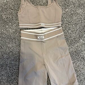 Kith Taupe & White Branded Lined Hoodie